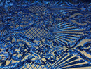 4 Way Stretch Damask Pattern Sequins Fabric Royal Fancy Embroidered Mesh Design Fashion By The Yard
