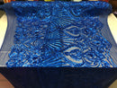 4 Way Stretch Damask Pattern Sequins Fabric Royal Fancy Embroidered Mesh Design Fashion By The Yard