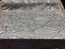 4 Way Stretch Damask Pattern Sequins Fabric Silver Fancy Embroidered Mesh Design Fashion By Yard