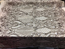 4 Way Stretch Damask Pattern Sequins Fabric Gold Fancy Embroidered Fashion-Prom-Gown By The Yard