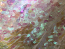 Iridescent Oval Tear Drop Sequins Fabric Irisdescent Ivory/Pink Mermaid Shiny Fabrics By The Yard