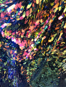 Iridescent Oval Tear Drop Sequins Fabric Irisdescent Rainbow Mermaid Shiny Fabric By The Yard
