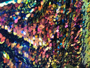 Iridescent Oval Tear Drop Sequins Fabric Irisdescent Rainbow Mermaid Shiny Fabric By The Yard