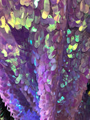 Iridescent Oval Tear Drop Sequins Fabric - Irisdescent Lilac Mermaid Shiny Fabrics By The Yard