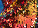 Iridescent Oval Tear Drop Sequins Fabric Irisdescent Orange Mermaid Shiny Fabric By The Yard