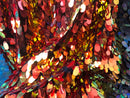 Iridescent Oval Tear Drop Sequins Fabric Irisdescent Orange Mermaid Shiny Fabric By The Yard