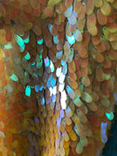 Iridescent Oval Tear Drop Sequins Fabric Irisdescent Yellow Mermaid Shiny Fabric By The Yard