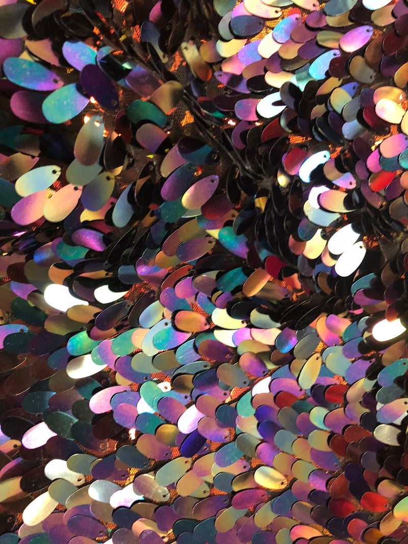 Iridescent Hologram Oval Tear Drop Sequins - Silver Blue Purple - Mermaid Fabrics Sold by The Yard