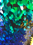 Iridescent Oval Tear Drop Sequins Fabric Irisdescent Green Mermaid Shiny Fabrics By The Yard