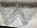 Floral Shiny Sequins Embroided Lace Fabric - White - Beautiful Fabrics Sold by The Yard