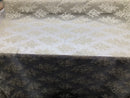 Floral Shiny Sequins Embroided Lace Fabric - Ivory  - Beautiful Fabrics Sold by The Yard