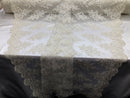 Floral Shiny Sequins Embroided Lace Fabric - Ivory  - Beautiful Fabrics Sold by The Yard