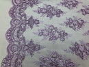 Floral Shiny Sequins Embroided Lace Fabric - Lilac - Beautiful Fabrics Sold by The Yard