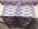 Floral Shiny Sequins Embroided Lace Fabric - Lilac - Beautiful Fabrics Sold by The Yard
