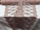Floral Shiny Sequins Embroided Lace Fabric - Dusty Rose  - Beautiful Fabrics By The Yard