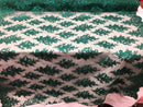 Floral Shiny Sequins Embroided Lace Fabric - Hunter Green - Beautiful Fabrics Sold by The Yard