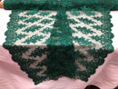Floral Shiny Sequins Embroided Lace Fabric - Hunter Green - Beautiful Fabrics Sold by The Yard