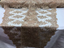 Floral Shiny Sequins Embroided Lace Fabric - Metallic Gold - Beautiful Fabrics Sold by The Yard
