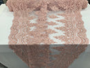 Blush Pink - Hand Beaded Embroidered Flower Pattern Bridal Wedding Lace Fabric Sold by The Yard