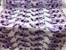 3D Embroided - Lilac Flower And Leaf Pattern Fabric Fancy Flowers Fashion Fabric By The Yard