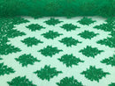 Green - Hand Beaded Embroidered Flower Pattern Bridal Wedding Lace Fabric Sold by The Yard