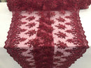 Burgundy Hand Beaded Embroidered Floral Fabric Lace Bridal Wedding Designs By The Yard