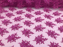 Magenta Hand Beaded Embroidered Floral Fabric Lace Bridal Wedding Designs By The Yard