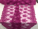 Magenta Hand Beaded Embroidered Floral Fabric Lace Bridal Wedding Designs By The Yard