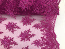 Magenta Hand Beaded Embroidered Floral Fabric Lace Bridal Wedding Designs By The Yard