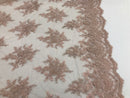 Blush Pink Hand Beaded Embroidered Floral Fabric Lace Bridal Wedding Designs By The Yard