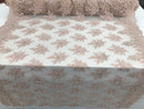 Blush Pink Hand Beaded Embroidered Floral Fabric Lace Bridal Wedding Designs By The Yard