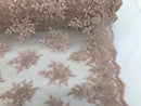 Blush Pink Hand Beaded Embroidered Floral Fabric Lace Bridal Wedding Designs By The Yard