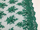 Jade Green Hand Beaded Embroidered Floral Fabric Lace Bridal Wedding Designs By The Yard