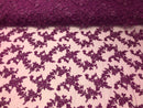 Beaded - Purple - Embroided Small Flower Fabric with Decorated Borders - Sold by The Yard
