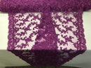 Beaded - Purple - Embroided Small Flower Fabric with Decorated Borders - Sold by The Yard