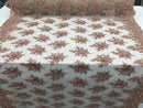 Rose Gold Hand Beaded Embroidered Floral Fabric Lace Bridal Wedding Designs By The Yard
