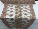 Rose Gold Hand Beaded Embroidered Floral Fabric Lace Bridal Wedding Designs By The Yard