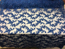 Beaded - Royal Blue - Embroided Small Flower Fabric with Decorated Borders - Sold by The Yard