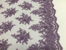 Lilac Hand Beaded Embroidered Floral Fabric Lace Bridal Wedding Designs By The Yard