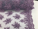 Lilac Hand Beaded Embroidered Floral Fabric Lace Bridal Wedding Designs By The Yard