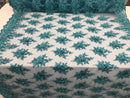 Turquoise Hand Beaded Embroidered Floral Fabric Lace Bridal Wedding Designs By The Yard
