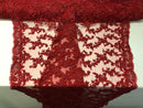 Beaded - Burgundy - Embroided Small Flower Fabric with Decorated Borders - Sold by The Yard
