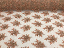 Peach Beaded Embroidered Floral Fabric Lace Bridal Wedding Designs By The Yard