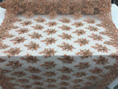 Peach Beaded Embroidered Floral Fabric Lace Bridal Wedding Designs By The Yard