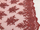 Coral Beaded Embroidered Floral Fabric Lace Bridal Wedding Designs By The Yard