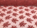 Coral Beaded Embroidered Floral Fabric Lace Bridal Wedding Designs By The Yard