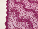 Magenta - Beaded Embroidery Wavy Flower Pattern Fabric Lace Elegant Dress Fabric By The Yard