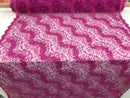 Magenta - Beaded Embroidery Wavy Flower Pattern Fabric Lace Elegant Dress Fabric By The Yard