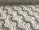 Silver - Beaded Embroidery Wavy Flower Pattern Fabric Lace Elegant Dress Fabric By The Yard