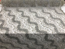 Silver - Beaded Embroidery Wavy Flower Pattern Fabric Lace Elegant Dress Fabric By The Yard